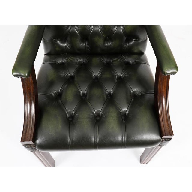 Metal Vintage English Green Gainsborough Leather Desk Chairs, Set of 2 For Sale - Image 7 of 15