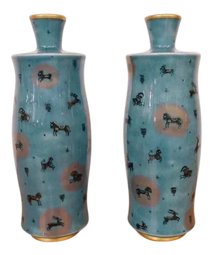 1950s Vintage Sevres and Decorated by E. Metayer Vases- a Pair