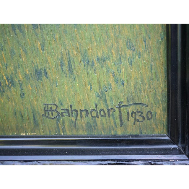 Bahndorf Heribert, Lakeside Landscape, 1930, Oil Painting on Cardboard, Framed For Sale - Image 9 of 18