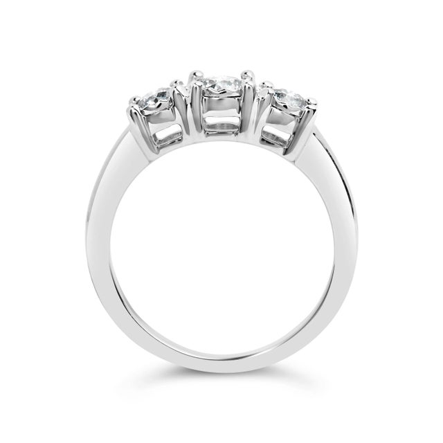 Early 21st Century 14K White Gold 1/2 Cttw Miracle Set Round Lab Grown Diamond Three Stone Illusion Plate Ring (F-G Col ES13 For Sale - Image 5 of 7