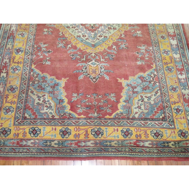 Turkish Vintage Turkish Oushak Medallion Rug - 6'6" x 9'2" For Sale - Image 3 of 5