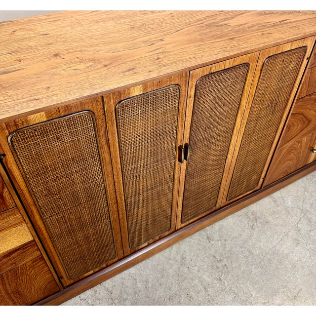 Brown Mid Century Modern Pecan Wood & Cane Credenza by Kaufman of Collingwood For Sale - Image 8 of 12