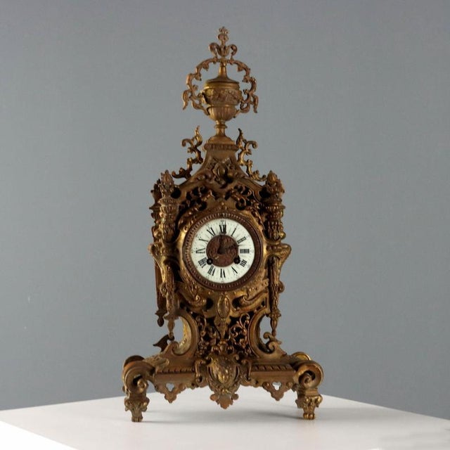 Antique Bronze Table Clock For Sale - Image 12 of 12