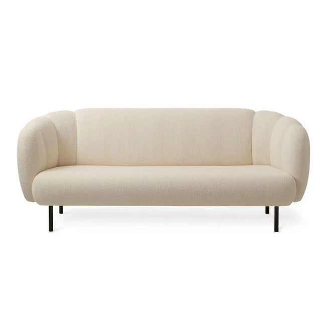 Caper 3 seater with stitches cream by Warm Nordic. Dimensions: D200 x W84 x H 80 cm. Material: textile upholstery, wooden...