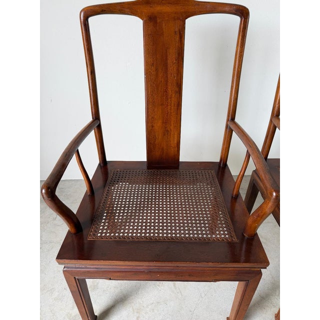 Vintage Henredon Hollywood Regency Chinoiserie Sculpted Mahogany Dining Armchairs – Pair For Sale - Image 9 of 16