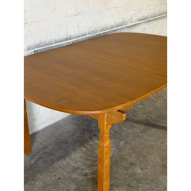 1970s Oak Extendable Dining Table With 3 Leaves Mid-Century Modern 1970s For Sale - Image 5 of 12