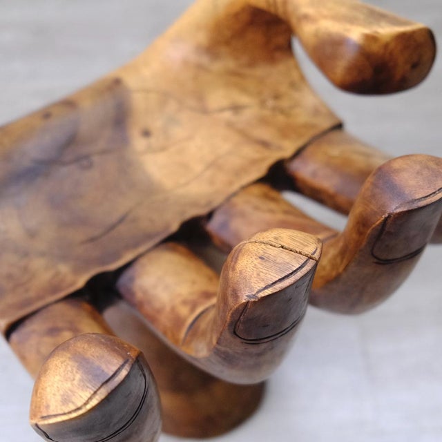 Brown Carved Wooden Sculpture Chair in the Shape of a Hand, 1980s For Sale - Image 8 of 18