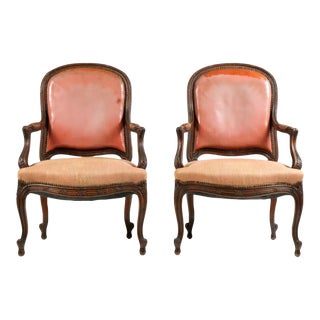Pair of Louis XV Style Fauteuil Arm Chairs For Sale