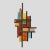 A Brutalist single wall Light wrought iron structure with multicoloured glass components. Italian design by Longobard....