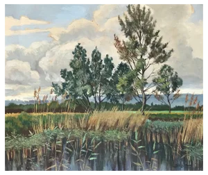 John Henri Deluc, The Swamp, Troinex Geneva, Oil on Canvas, 1939