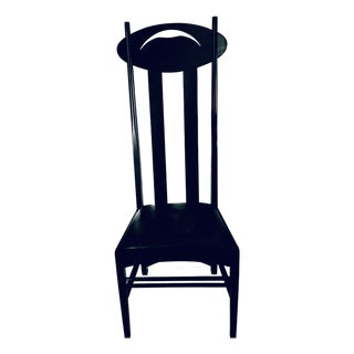 Charles Rennie Mackintosh "Argyle" Chair, Vintage 1990s Alivar Model 854 L1 – With Black Leather Seat For Sale