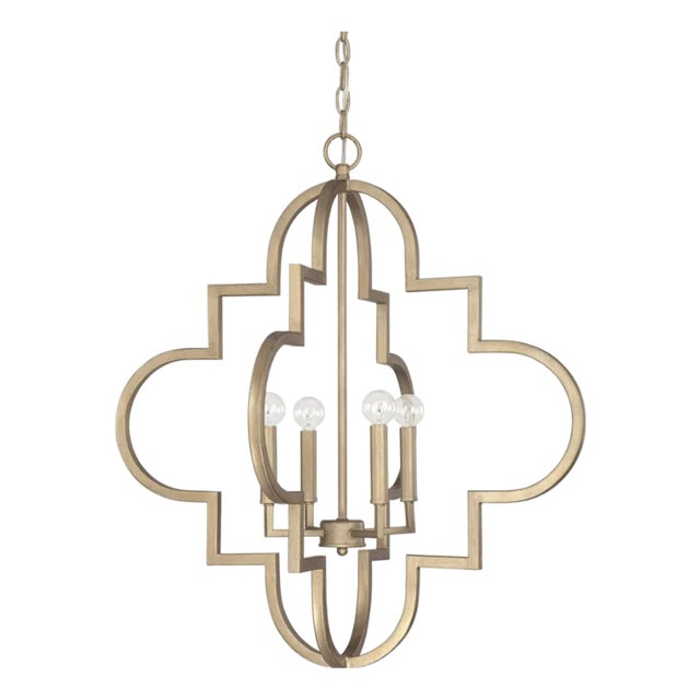Capital Lighting Ellis Brushed Gold Quatrefoil Chandelier For Sale