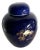 Vintage Cobalt Blue Japanese Kutani Style Ginger Jar With Gold Hand-Painted Characters For Sale