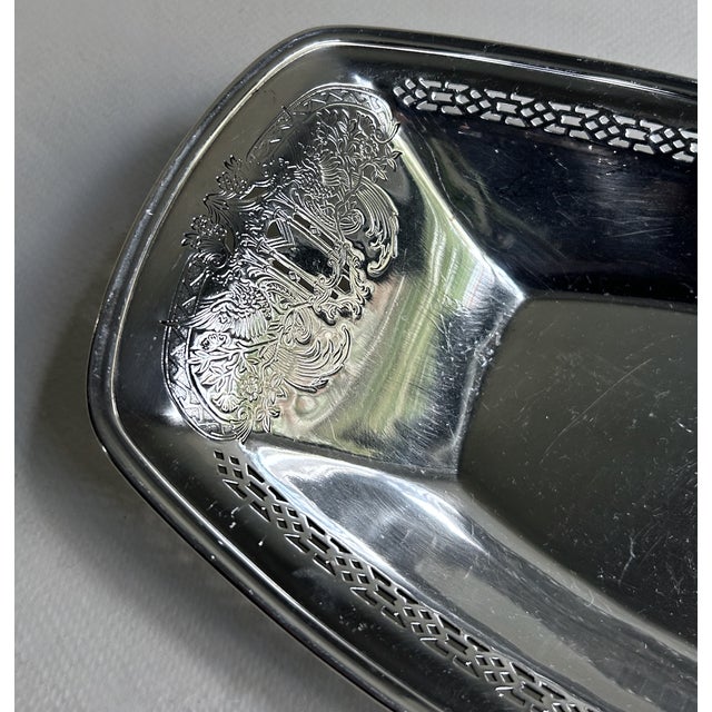 Reticulated Silver Plate Serving Bowl, C. 1940 For Sale - Image 12 of 16