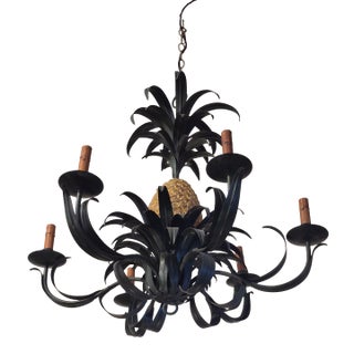 Vintage Italian Tole Pineapple Chandlier or Light Fixture For Sale