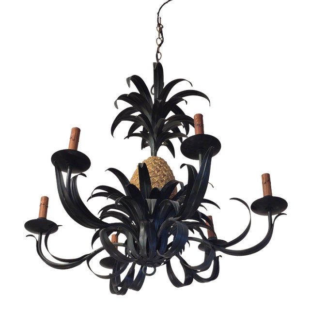 Vintage Italian Tole Pineapple Chandlier or Light Fixture For Sale