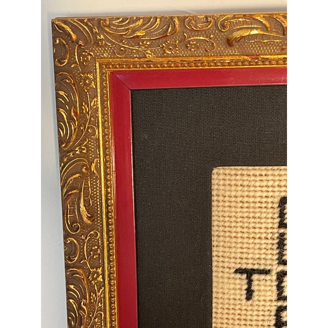 Folk Art 1960s American Folk Art Handstitched Sample Framed For Sale - Image 3 of 3