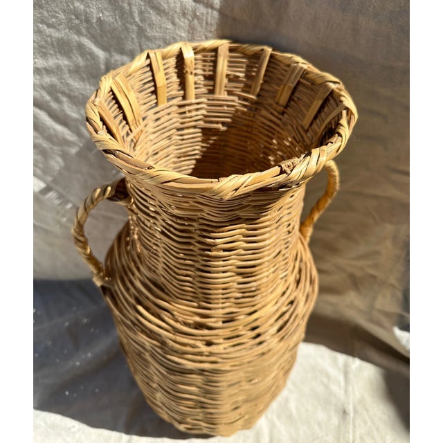 Farmhouse Vintage Split Bamboo/Rattan Floor Vase For Sale - Image 3 of 5