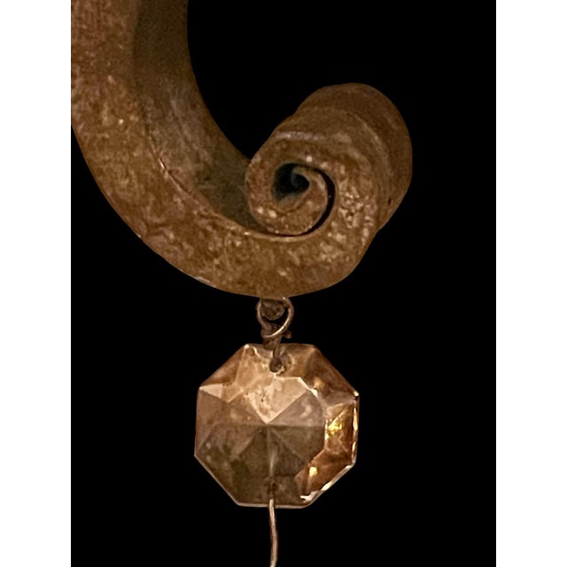 Hollywood Regency Large Currey & Co Tole Leaf Hollywood Regency Six Light Chandelier (2 Available) For Sale - Image 3 of 9