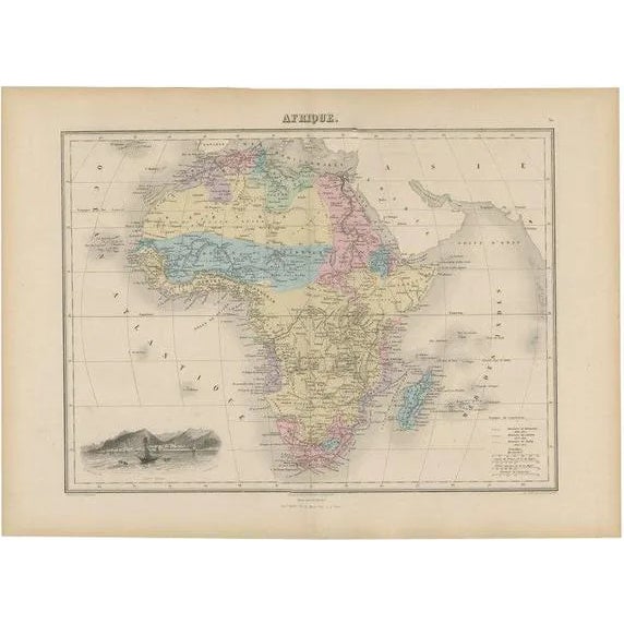 Antique Map of Africa with Decorative Vignette of Saint Helena, 1880 For Sale
