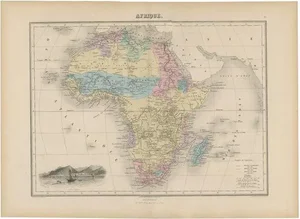 Antique Map of Africa with Decorative Vignette of Saint Helena, 1880