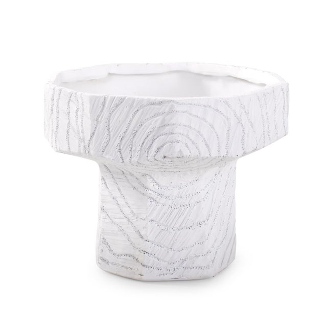Plastic Faux Bois Tall Bowl in a White Washed Polyresin For Sale - Image 7 of 11