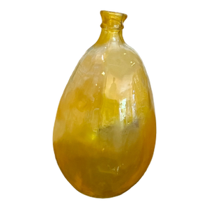 Vintage Large Hand-Crafted Glass Vase Amber Yellow