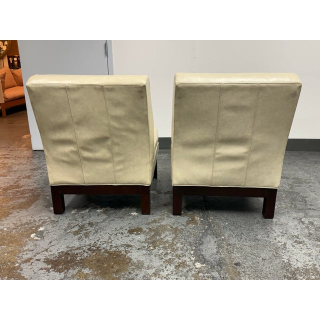 2010s Crate & Barrel Leather Slipper Lounge Chairs, Pair For Sale - Image 5 of 12