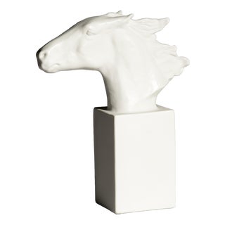 Porcelain Model 1609 Hannibal Equestrian Horse Head Sculpture by Albert Hinnrich Hussmann for Rosenthal, 1920s-1940s For Sale