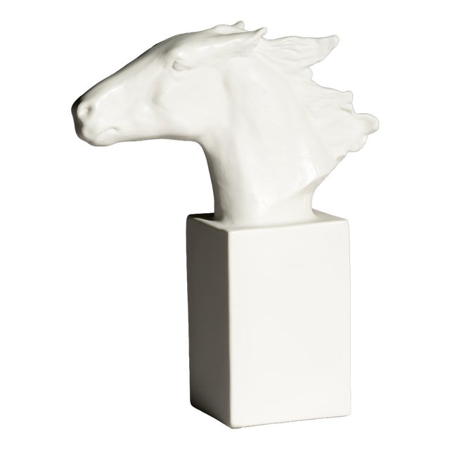 Porcelain Model 1609 Hannibal Equestrian Horse Head Sculpture by Albert Hinnrich Hussmann for Rosenthal, 1920s-1940s For Sale