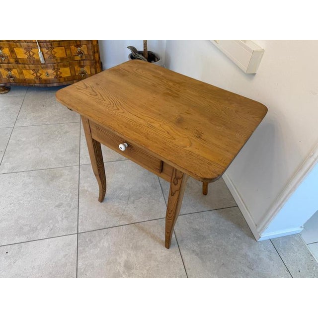 Antique Farmhouse Side Table in Spruce Wood For Sale - Image 3 of 9