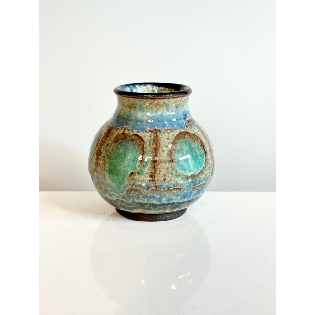 Blue Studio Ceramic Vase with Flowing Glaze Pattern, Denmark, 1960s For Sale - Image 4 of 10