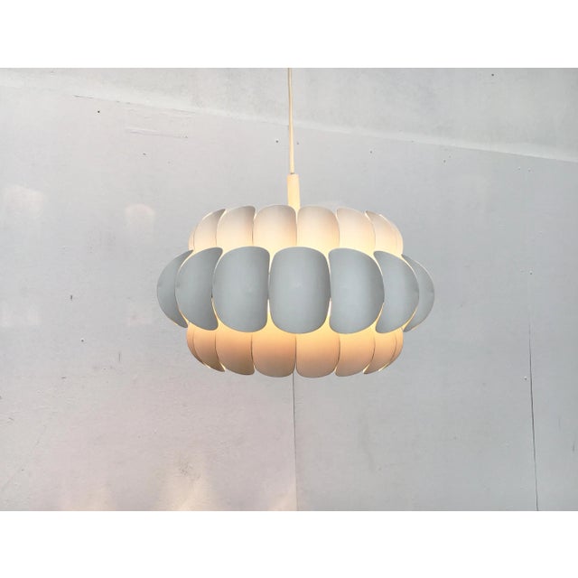 Metal Mid-Century Swiss White Metal Pendant Lamp by H. Zender for Temde For Sale - Image 7 of 18