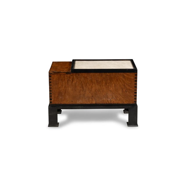An exceptional antique Japanese Kanto Hibachi (traditional tea/warming brazier chest) crafted from highly figured Keyaki...