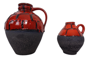 Red & Black Lava Ceramic Vases by Heinz Siery for Carstens, 1960s, Set of 2