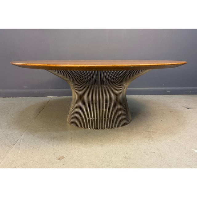 Warren Platner 1970s Warren Platner for Knoll International Coffee Table Oak Top, Steel Base For Sale - Image 4 of 9