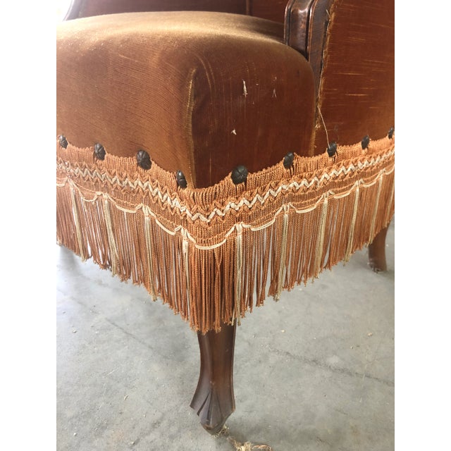 Wood Late 20th Century Walnut With Velvet "Dralon" Armchair For Sale - Image 7 of 10