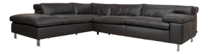 Courage Leather Chrome Corner Sofa in Grey Anthracite with Manual Function by Ewald Schillig