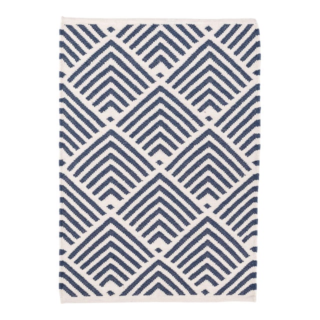 Bunny Williams for Dash & Albert Cleo Navy Indoor/Outdoor Rug, 2' x 3' For Sale