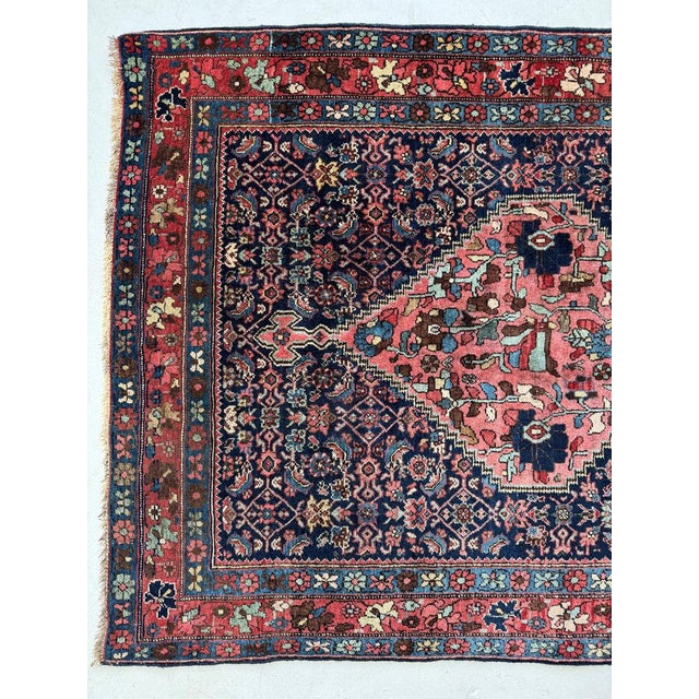 1920s Halvai Bidjar with ASYMMETRICAL Harshang Medallion Rug 3.8 x 5.2 For Sale In Milwaukee - Image 6 of 9