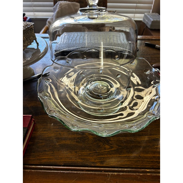 Vintage, late 20th Century, Princess House Scalloped Cake Plate and Dome