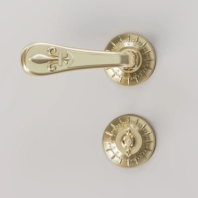 Versailles Full Black Door Handles with Condamnation by Jérôme Bugara, Set of 3 For Sale - Image 4 of 9