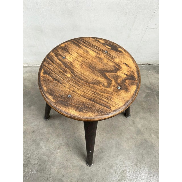 Wood Industrial 4-Leg Work Stool from Ama, 1930s For Sale - Image 7 of 8