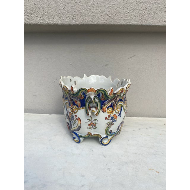 1900 - 1909 19th Century French Faience Cache Pot Desvres For Sale - Image 5 of 9