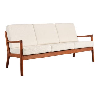 Senator Series 3-Seater Sofa in Teak with Bouclé Upholstery by Ole Wanscher for France & Daverkosen, Denmark, 1950s For Sale