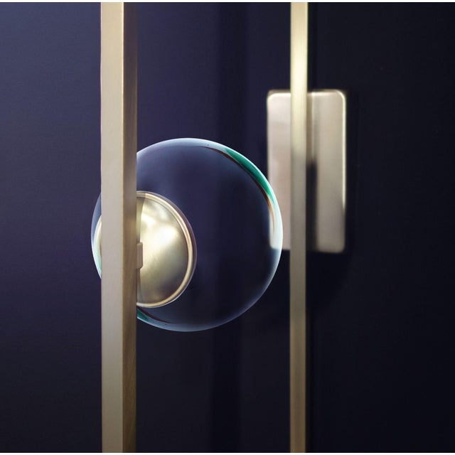 Metal New "Window/T" Handmade Sculpture Table Lamp in Metal and Glass For Sale - Image 7 of 11