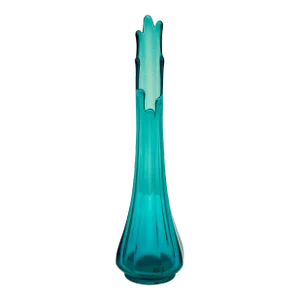 Tall Vintage Turquoise Vase: Mid-Century Art Glass
