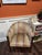 Wood Vintage Velvet Striped Barrel-Back Accent Chair For Sale - Image 7 of 12