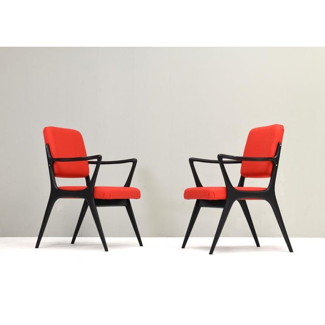 These rare and elegant s5 lounge chairs were designed by alfred hendrickx, one of belgium’s most prominent postwar...