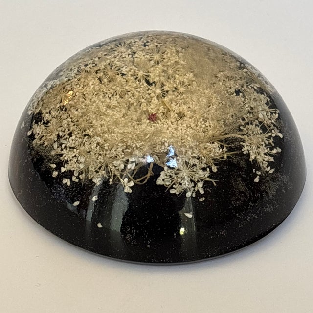 A striking vintage botanical paperweight by William Rolfe, a pioneering American artist known for his innovative floral...